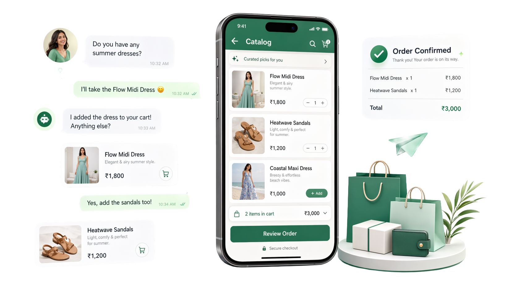 Beauty product catalog and shade recommendation flow inside WhatsApp